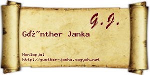 Günther Janka névjegykártya
